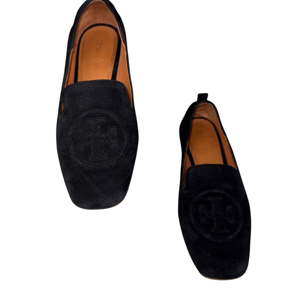 Tory Burch Black Suede Logo Loafers
